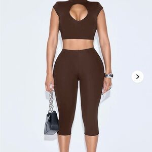 Fashion Nova Brown Capris Jumpsuit